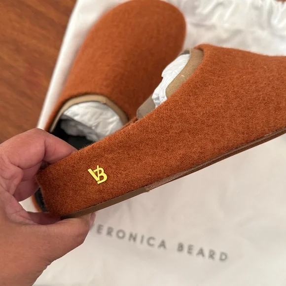 Veronica Beard Orange Cuoio Fenella Wool Mule Slides - Picture 8 of 12